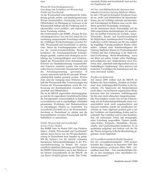 Akademie-Journal 1/2004 - Union der deutschen Akademien der ...