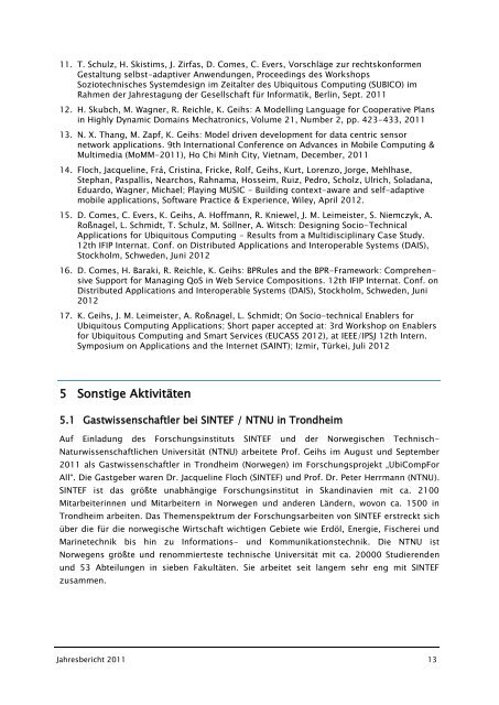 Jahresbericht 2011 - Verteilte Systeme - Universität Kassel