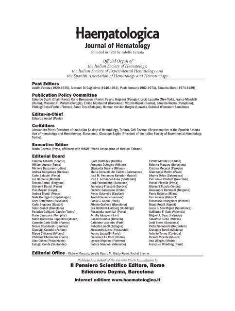 Journal of Hematology - Haematologica - Supplements