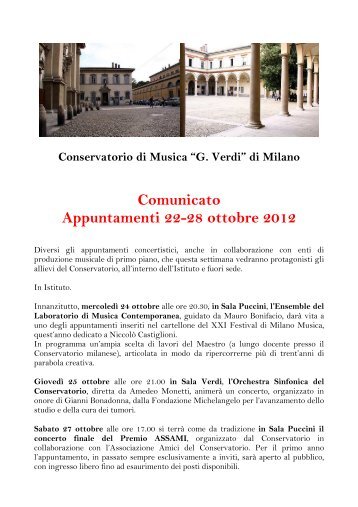 22 ottobre 2012 - Conservatorio di Musica di Milano