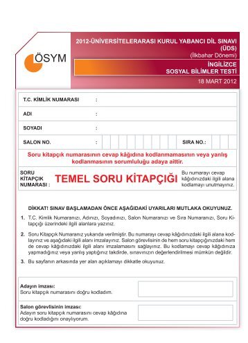 temel soru ki̇tapçiği - Ösym