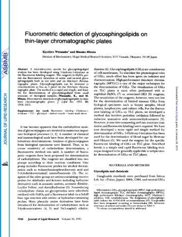 FI uo romet ric detect ion of gl ycosphingoli pids on thin- layer ch ...