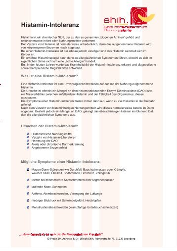 PI Histaminintoleranz für pdf - Dr.med. Ullrich Shih