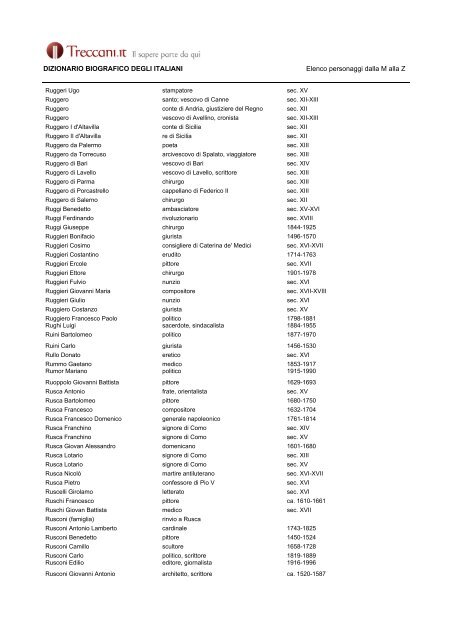 DIZIONARIO BIOGRAFICO DEGLI ITALIANI - Treccani