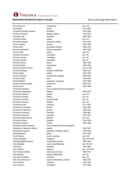 DIZIONARIO BIOGRAFICO DEGLI ITALIANI - Treccani