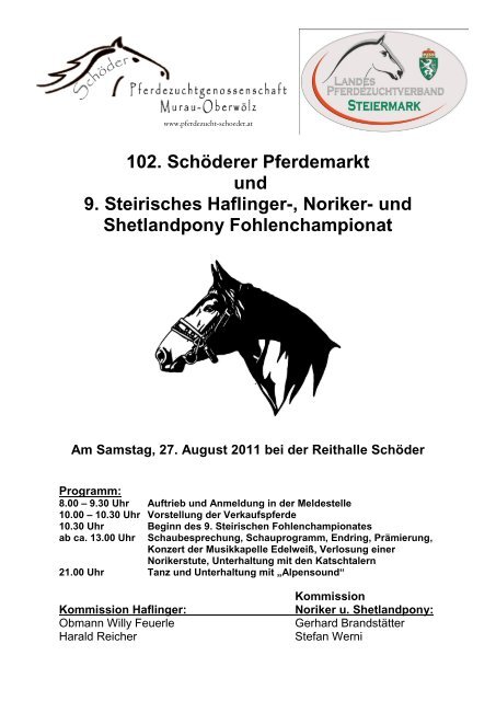 102. Schöderer Pferdemarkt und 9. Steirisches ... - Pferdezucht-Austria
