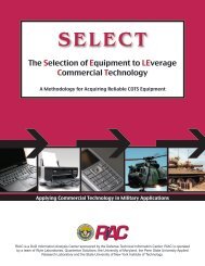 Selection of Equipment to LEverage Commercial Technology