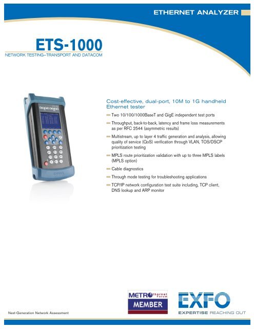 ETS-1000 Ethernet Analyzer ETS-1000 Ethernet Analyzer