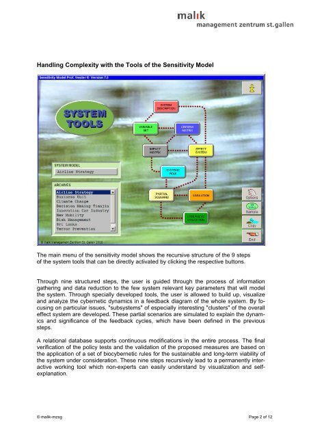 Sensitivity Model Prof. Vester® The Computerized System Tools for ...