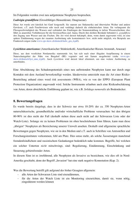 Invasive Neophyten in der Schweiz: Lagebericht und ...