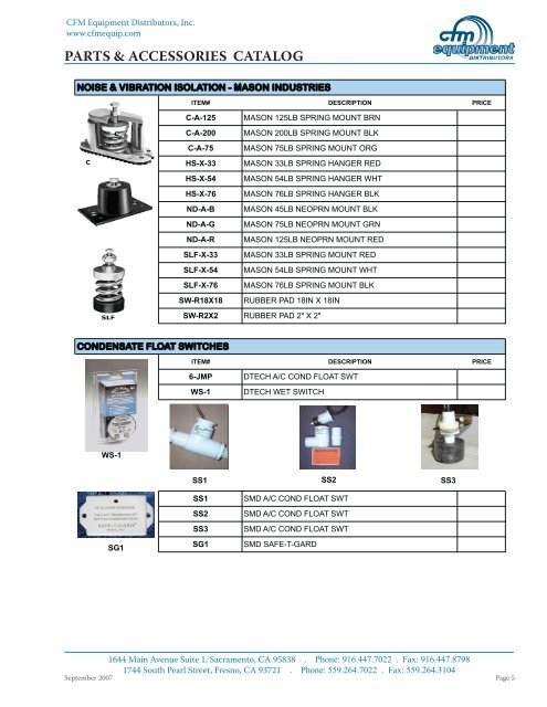 PARTS & ACCESSORIES CATALOG - CFM Equipment