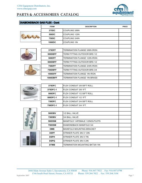 PARTS & ACCESSORIES CATALOG - CFM Equipment