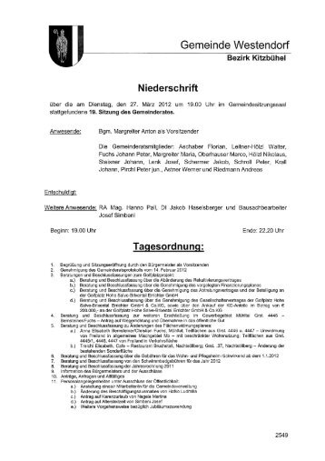 19. Protokoll Gr-Sitzung - .PDF - Gemeinde Westendorf - Land Tirol