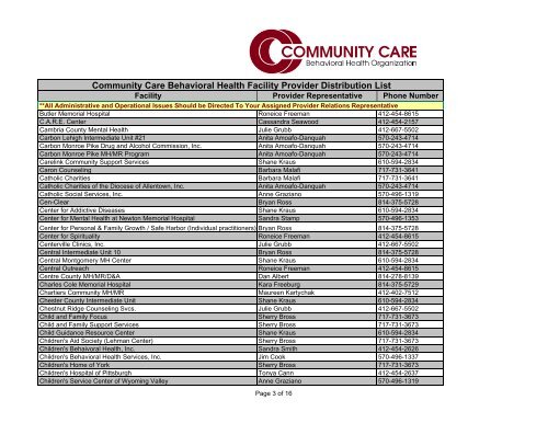 Provider Rep Assignment for Facilities 03-08 - Community Care ...