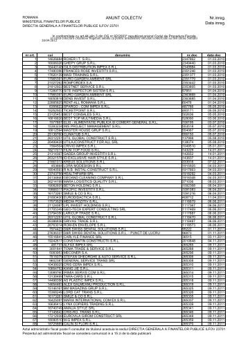 ANUNT COLECTIV Nr.inreg. Data inreg. - ANAF