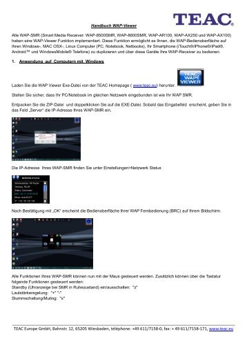 Handbuch WAP-Viewer - TEAC Europe GmbH