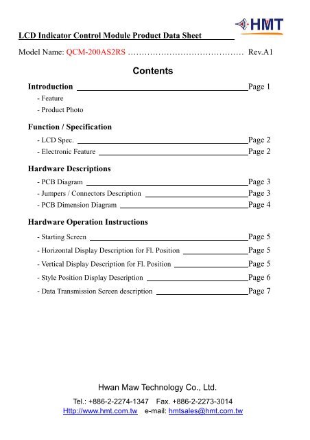 LCD Indicator Control Module Product Data Sheet - STEP Sigriner ...