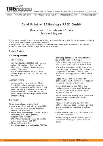 Card Print at TAGnology RFID GmbH Overview of ... - RFID Webshop