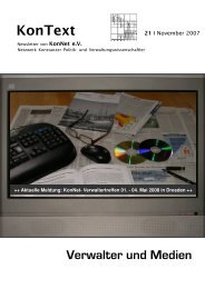 Ausgabe Nr. 21 / November 2007, Thema: Verwalter und - KonNet e.V.