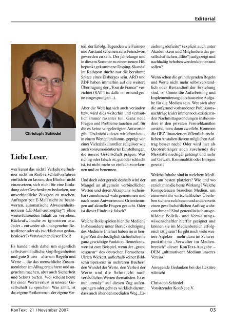 Ausgabe Nr. 21 / November 2007, Thema: Verwalter und - KonNet e.V.