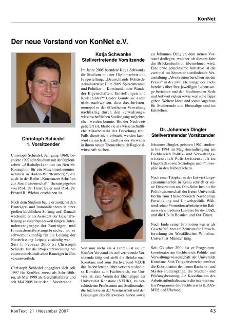 Ausgabe Nr. 21 / November 2007, Thema: Verwalter und - KonNet e.V.