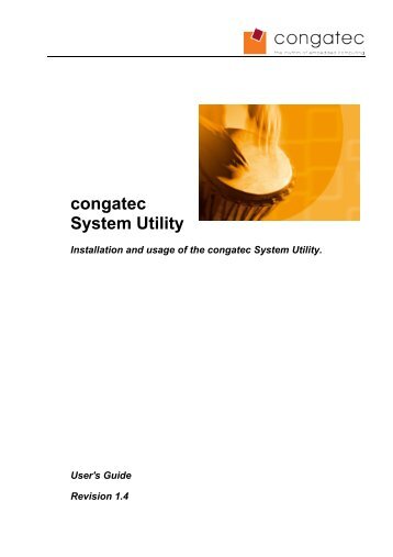 congatec System Utility User's Guide - congatec AG