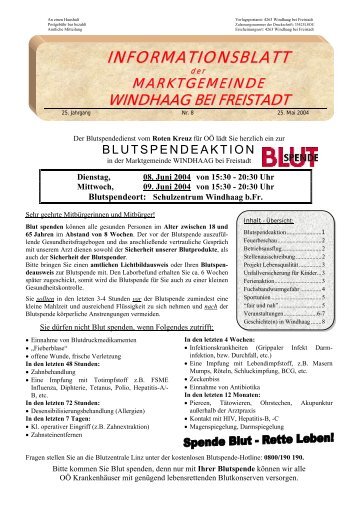 Gemeindeinformationsblatt 8/2004 - Windhaag bei Freistadt - Land ...