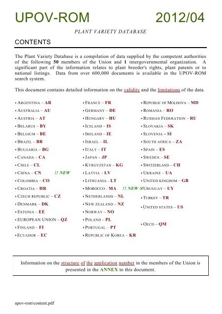 UPOV-ROM 2012/04 - International Union for the Protection of New ...