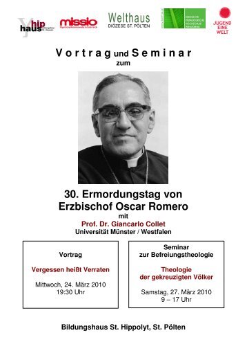 30. Ermordungstag von Erzbischof Oscar Romero - Jugend Eine Welt