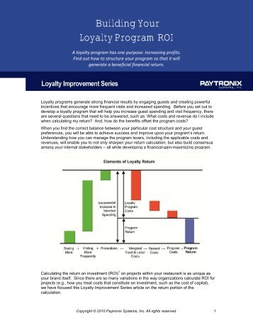 Building Your Loyalty Program ROI - Paytronix