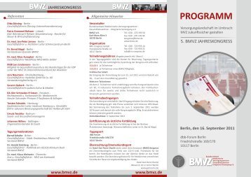 Programm 5. BMVZ Jahreskongress / 16.9.2011 Berlin - Gesundheit ...