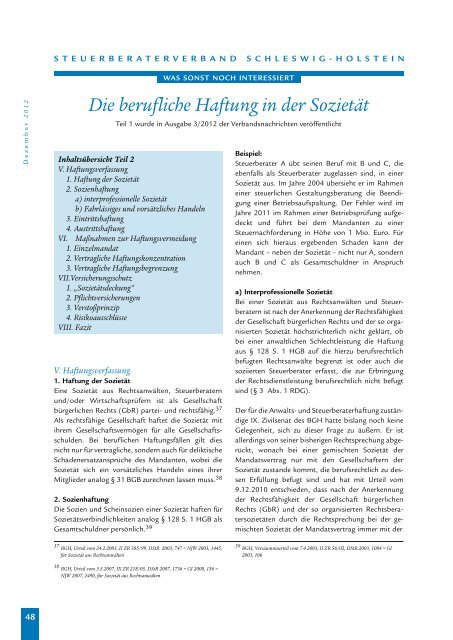Ausgabe 4/2012 - Steuerberaterverband Schleswig-Holstein e.V.