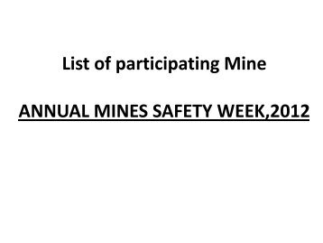 Mines Inspection - Annual Mines Safety Week :: Chaibasa Region