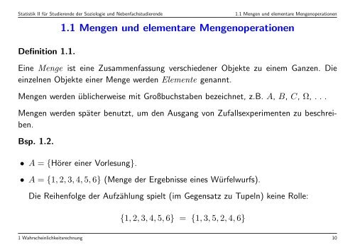 Statistik II für Studierende der Soziologie und Nebenfachstudierende