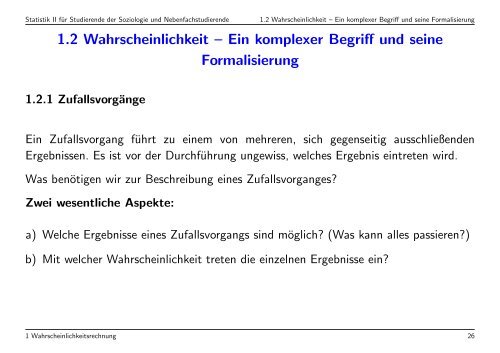 Statistik II für Studierende der Soziologie und Nebenfachstudierende