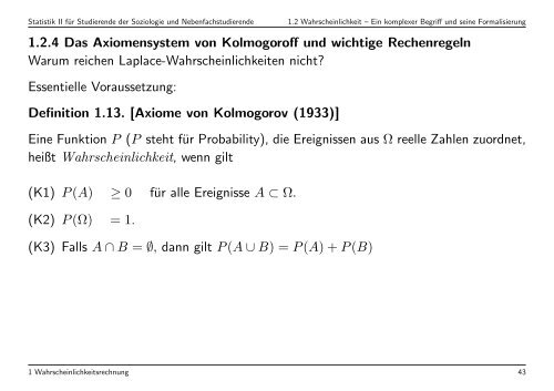 Statistik II für Studierende der Soziologie und Nebenfachstudierende