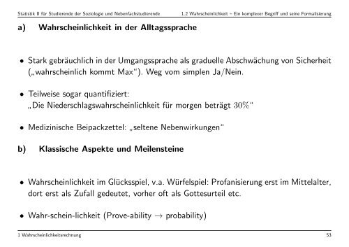 Statistik II für Studierende der Soziologie und Nebenfachstudierende