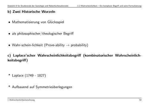 Statistik II für Studierende der Soziologie und Nebenfachstudierende