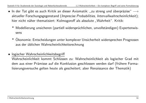 Statistik II für Studierende der Soziologie und Nebenfachstudierende