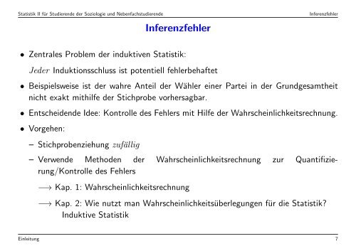 Statistik II für Studierende der Soziologie und Nebenfachstudierende