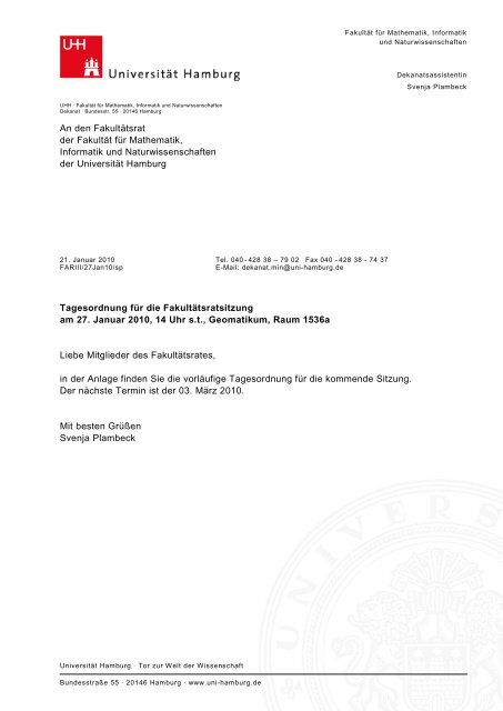 Einladung mit Vorlagen - Fakultät für Mathematik, Informatik und ...