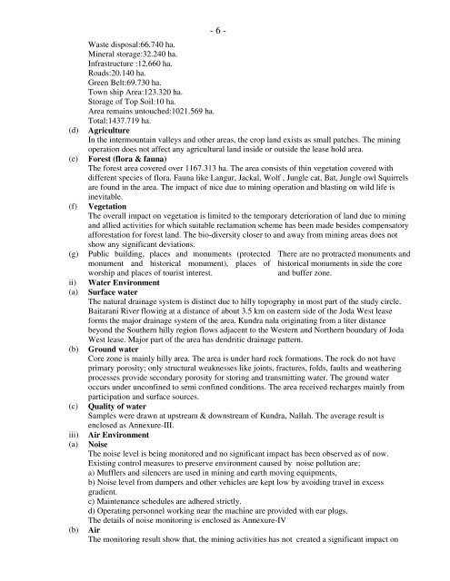 Joda West Manganese Mine of TATA Steel - Indian Bureau of Mines