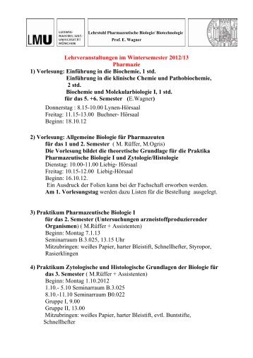 Lehrstuhl Pharmazeutische Biologie/ Biotechnologie - Fakultät ...