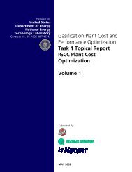 Gasification Plant Cost and Performance Optimization Task 1 ...