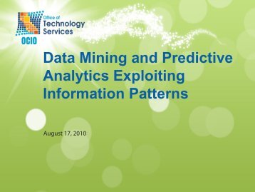 Data Mining and Predictive Analytics Exploiting Information Patterns