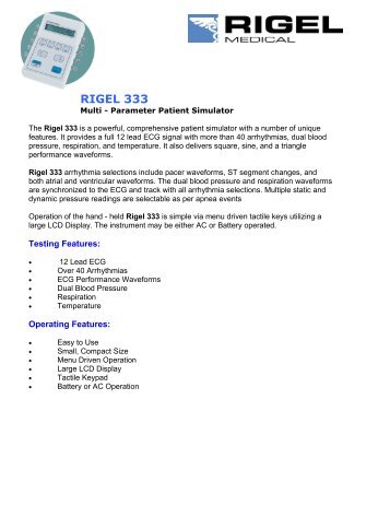 Clinical Dynamics' Products - Rigel Medical