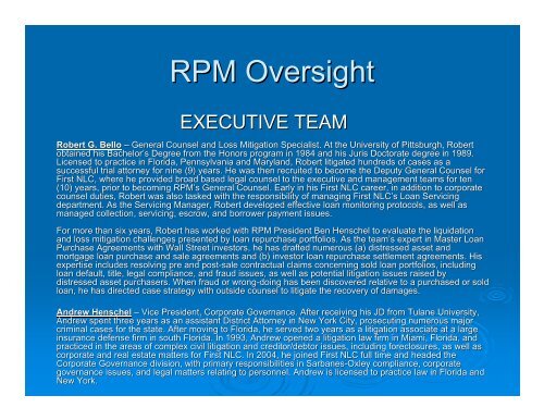 Resolution Portfolio Management & Oversight - RPM Oversight