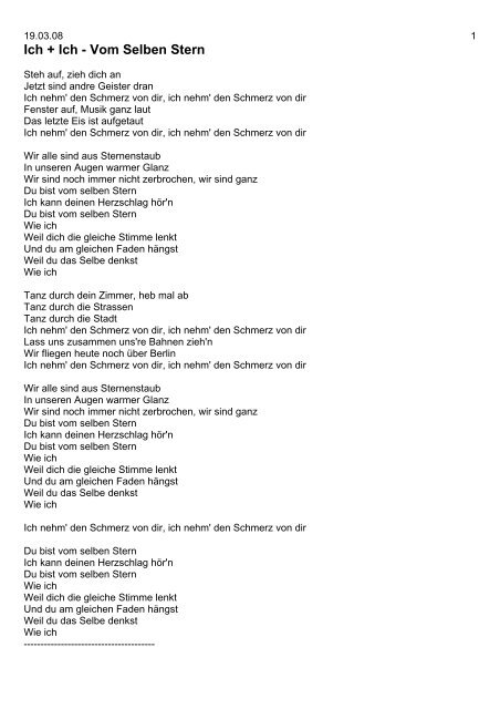 Ich Ich Lyrics