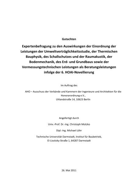 Expertenbefragung zu den Auswirkungen der Einordnung der ... - Aho