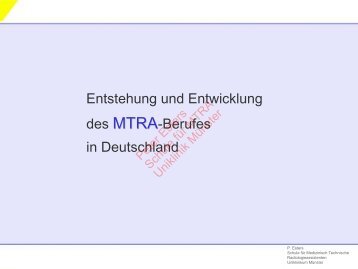 Entstehung und Entwicklung des MTRA-Berufes in Deutschland